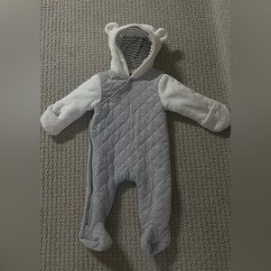 First Wish Cozy Gray and White Quilted baby Bodysuit